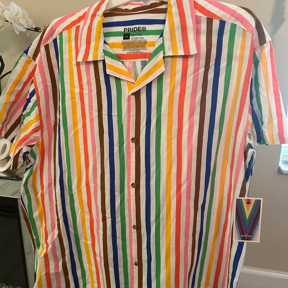 Multicolored striped woven shirt